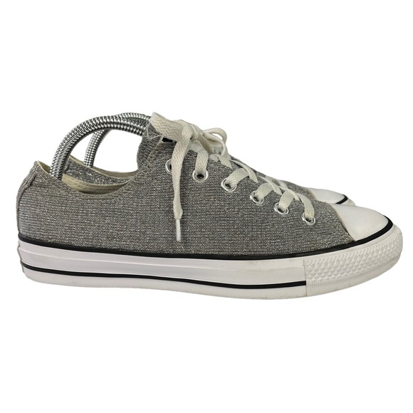 Converse All Star Low Top Metallic Silver Thread Sneakers Womens‎ Size 9 - Picture 1 of 10